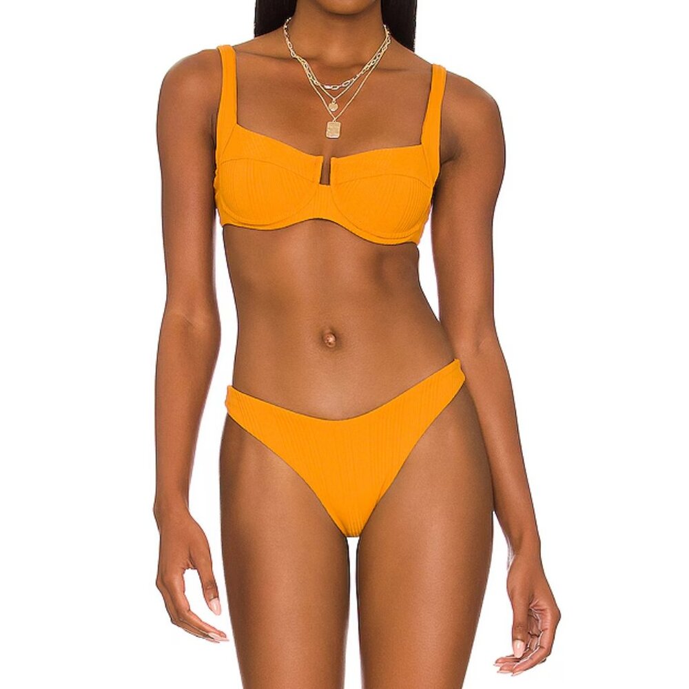 L*SPACE Cabana Bikini Bottom | Size S | NWT | Ink Gold Bitsy Cut